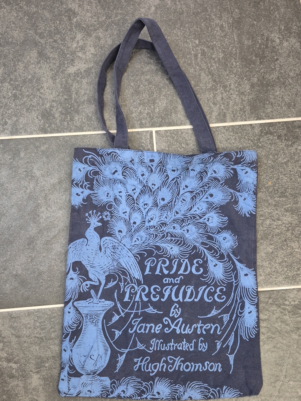 Pride and Prejudice Illustrated Canvas Tote Bag - Blue